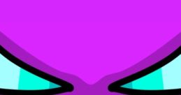 A purple cartoon character with sharp teeth and intense eyes, conveying a fierce expression without tears.