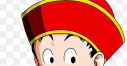 Cheerful character in traditional attire, featuring a red hat and a mischievous tail, embodying playful spirit.