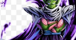 Dynamic character design of a green-skinned warrior in purple energy swirls, embodying a powerful anime presence.