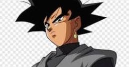 Character with spiky black hair and a red belt, wearing a gray outfit, exuding a strong and confident presence.