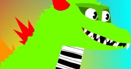 Colorful cartoon dinosaur with piano keys on its chest, embodying the fun spirit of Pianozilla, perfect for music lovers.