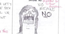 Cartoon dialogue featuring exaggerated reactions to saying 'no,' inspired by humorous themes in "Rita Buckeroo" from the Mario and Luigi show.