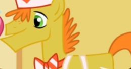 Mr. Carrot Cake, a cheerful pony from My Little Pony, showcases his playful spirit with baked goods print and bow tie.