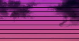 Vibrant purple and pink sunset with horizontal lines and a grid pattern, creating a retro 80s aesthetic backdrop.