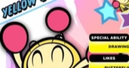 Yellow Bomber from Super Bomberman R with pink bombs, showcasing special abilities and character traits.