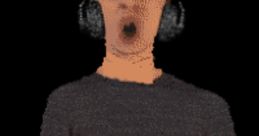 Principal of the Thing from Baldi's Basics, expressing a startled reaction while wearing headphones.