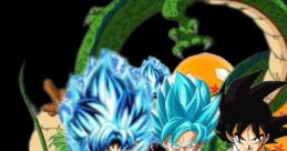 Epic Dragon Ball characters showcasing Super Saiyan transformations, featuring Goku, Vegeta, and iconic elements like the Dragon Balls.