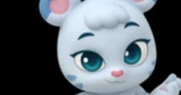 Cute cartoon character resembling a white tiger, featuring blue stripes and playful expression, appealing for kids.