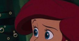 Ariel from The Little Mermaid showcasing her tenderhearted nature and playful spirit, surrounded by bubbles and underwater charm.