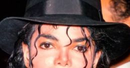 Michael Jackson with iconic hairstyle and black hat, capturing his signature style and charisma from the legendary era.