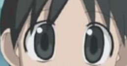 Cheerful Chihiro from Azumanga Daioh, showcasing her signature large eyes and bright smile in a school setting.