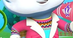 Colorful cartoon cat character in stylish outfit, featuring pink boots and a vibrant jacket, perfect for kids' learning fun.