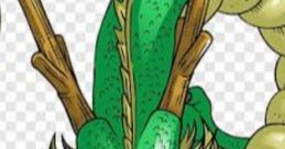 Green dragon with red eyes, long serpentine body, symbolizing power and wisdom, often associated with Uduururr.