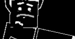 Cartoon character with cat ears, featuring a blocky design and a puzzled expression, set against a black background.