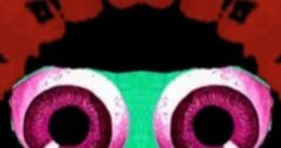 Colorful abstract design featuring quirky facial features, vibrant eyes, reminiscent of Yuyushiki's playful style.