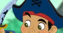 Captain Jake V3 Voice character in signature pirate attire, holding a sword with a cheerful expression. Perfect for kids' adventures!