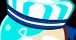 Peppermint Cookie from Cookie Run Kingdom holds a blue, striped hat, showcasing a sweet, charming design.