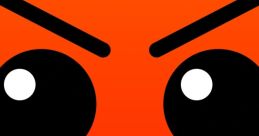 Angry cartoon face with bold features, set against a bright orange background, capturing attention effortlessly.