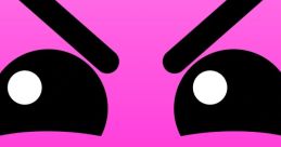 Angry pink cartoon character with wide eyes and an open mouth, conveying strong emotions in a vibrant design.