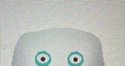 Cute cartoon character with a surprised expression, featuring blue eyes and a round, white shape. Perfect for playful themes.