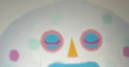Colorful cartoon character with a round face, playful expressions, and polka dots, highlighting creativity and whimsy.