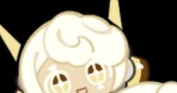 Pudding A La Mode Cookie from Cookie Run Kingdom, showcasing playful expression and fluffy, light-colored design.