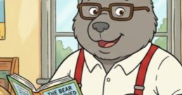Mr. Headley, the friendly librarian, holds "The Bear Who Loved Stories" in a cozy library setting, promoting reading for kids.