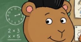 Melvin Beatty, a cheerful character with a backpack, poses in a classroom setting featuring math equations.