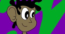 Ramon from the Mario and Luigi Show smiles against a vibrant purple and green background, showcasing his playful character.