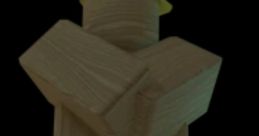 Wooden mannequin with crossed arms and a construction hat, representing themes from "Regretevator" and "Sticks And Stones Voice.