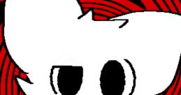 Cheerful white anthropomorphic character with a black shirt and playful expression, set against a spiral red background.