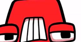 Red character with a stylized A shape, featuring a playful expression, emphasizing fun and creativity in designs.