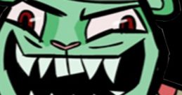 Stylized character from the Filqpy Range, featuring a green face, large teeth, and a playful, villainous expression.