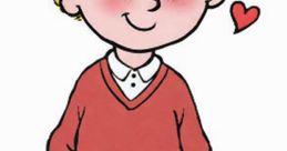 Cheerful character Perfect Peter Sus, with curly blonde hair, a red sweater, and a playful expression, embodying youthful charm.