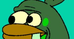 Grover the Catfish character from the Mario and Luigi Show, featuring a playful green design with big eyes and a cheeky grin.