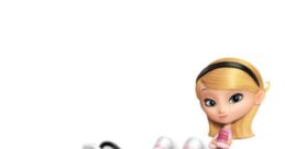Penny Peterson from Mario Kart Wii stands by her colorful pink go-kart, ready for an exciting race adventure.