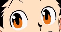Gon from Hunter x Hunter, animated character with a big smile and bright orange eyes, wearing his signature green outfit.