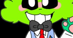 Danny from YMCH, a cheerful green cartoon character in a bowtie, stylish vest, and playful pose against a dark background.