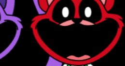 Red cartoon character with a large smile, wearing a green dress with a heart, part of the Yumi Maripi universe.