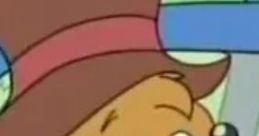 Papa Q Bear, a friendly cartoon character, sports a top hat and a cheerful expression in a vibrant scene.