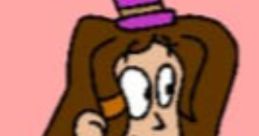 Celina Fantine from Mario and Luigi Show, wearing a crown, smiling against a pink background in a playful pose.