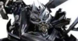 Transformers Barricade in sleek black and silver police design, showcasing his menacing robotic features.