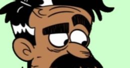 Cheerful character with a mustache wearing a vintage polo shirt, showcasing a playful personality and vibrant expression.