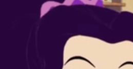 Cheerful animated character Meiying smiles, wearing a pink outfit and a purple bow in her hair, showcasing friendship and fun.
