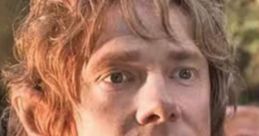 Bilbo Baggins with wavy hair, showing curiosity and determination in a lush, vibrant setting from "The Hobbit.