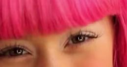 Close-up of a young girl with vibrant pink hair, showcasing a playful expression inspired by LazyTown characters.