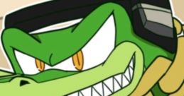 Vector from Sonic & Friends, showcasing his mischievous grin and iconic green scales, embodies playful villainy.