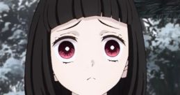 Hanako Kamado with a sad expression in traditional attire, conveying emotion in a serene forest setting from Demon Slayer.