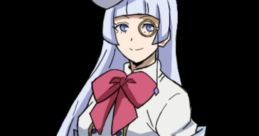 Saiko Intelli from My Hero Academia wearing a stylish uniform, featuring a large red bow and unique eyewear.