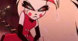Charlie Morningstar wields a weapon, showcasing her fierce personality in Hazbin Hotel Season 1's dramatic scene.